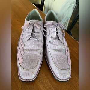 Sio Faux Crocodile Alligator Purple Lavender Light Pink Dress Shoes Men’s Sz 8.5